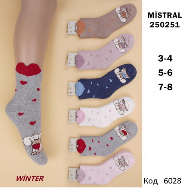 ArtiKatamino Шкарпетки махрові для дівчинки МАЛЮНОК 250251  МІКС 1-2//5-6   12(3) шт.