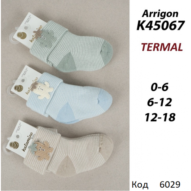 ArtiKatamino Шкарпетки махрові для хлопчика ясельні НАШИВКА K45067 мікс 0-6/12-18  12(3) шт.