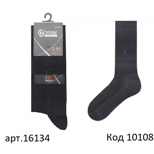 Bross Шкарпетки бавовняні чоловічі 16134 Чорний  39-42//43-45  12(3)шт.