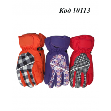 Ch Перчатки для дівчинки ПІДЛІТОК плащівка ART КЛЕТКА розмір18  12(3)шт