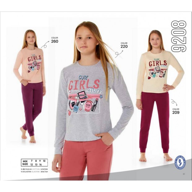 BR Піжама для дівчинки 12,13,14 стрейч/бавовна  9208    12,13,14  3 шт.