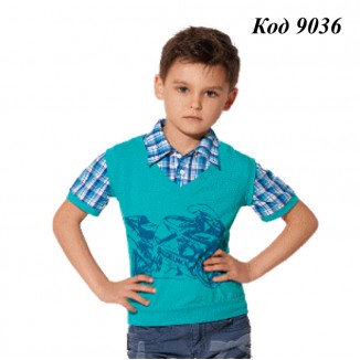 --Ukr Футболка-обманка з коміром 1411 122-146  5 шт