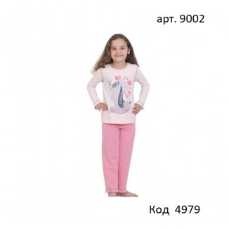 BR Піжама для дівчинки 07-10 стрейч/бавовна  9002    PEMBE(248)світло-рожевий  1шт.
