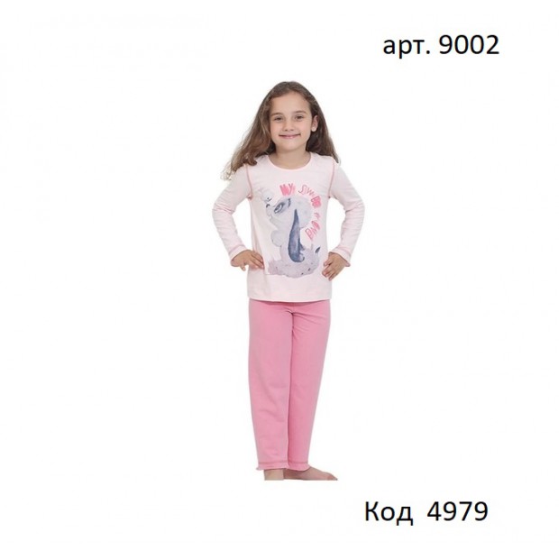 BR Піжама для дівчинки 07-10 стрейч/бавовна  9002    PEMBE(248)світло-рожевий  1шт.