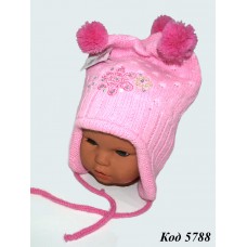 -- YO Шапка в'язана подвійна для дівчинки  48-50  1шт