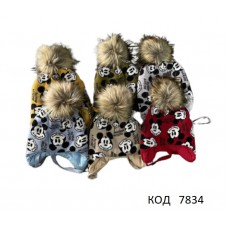 Ukr Шапка в'язана ІЗОСОФТ на трикотажі для хлопчика (на завязках)   52  5шт