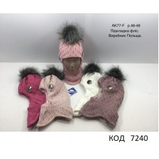 Grands  Шапка-ШОЛОМ в'язана на флісі для дівчинки  AK-77 F   46-48  5 шт