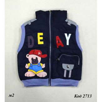 Ch Жилетка для  хлопчика синтапон на флісі МІШКА.. L-XXL   3 р.