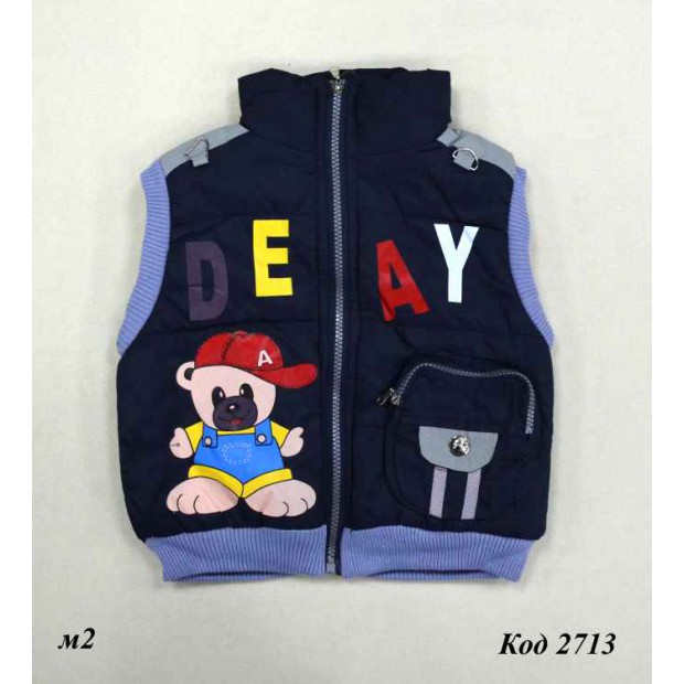 Ch Жилетка для  хлопчика синтапон на флісі МІШКА.. L-XXL   3 р.