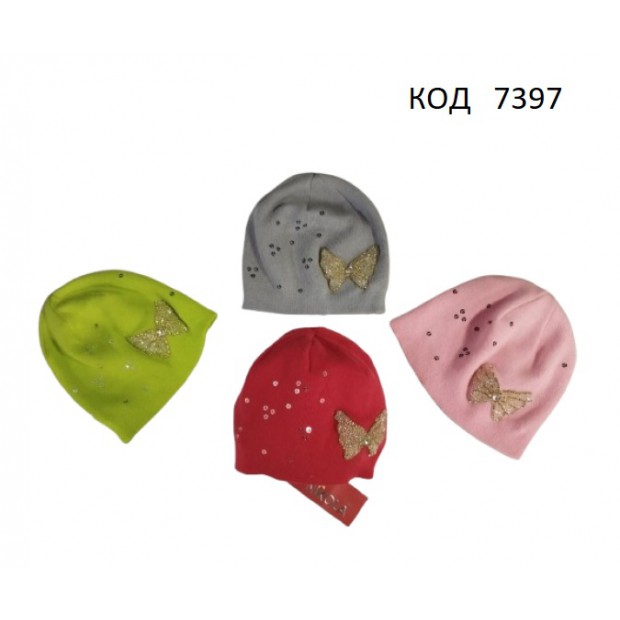 ."Нікола"Шапка в'язана для дівчинки "Метелик"  48-50  5(4)шт