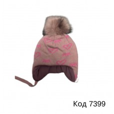 Ukr Шапка в'язана ІЗОСОФТ на трикотажі для дівчинка (на завязках)  52   5(1)шт