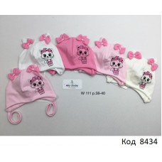 AlaBabyШапка трикотажна для дівчинки (на зав'язках) W-111  38-40  5 шт.