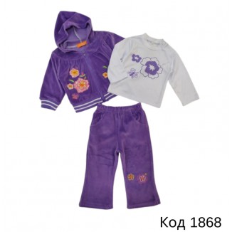 Ch Костюм велюр для дівчинки 3-х предметний 11186 1-3 роки   3шт.