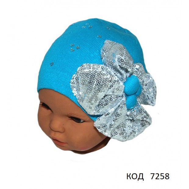 ."Нікола"Шапка в'язана для дівчинки "Бант"  48-50  1шт