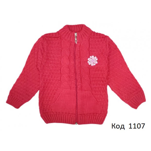 Tr Кофта в'язана для дівчинки на замку ASLAN 04 Малиновий   1-3  (80,86,92)    3 шт