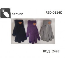 YO од.Перчатки жіночі акрил RED-0114K НАШИВКА СЕНСОР .21 розмір. 6 шт