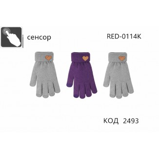 YO од.Перчатки жіночі акрил RED-0114K НАШИВКА СЕНСОР .21 розмір. 6 шт
