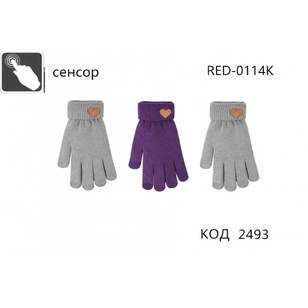 YO од.Перчатки жіночі акрил RED-0114K НАШИВКА СЕНСОР .21 розмір. 6 шт