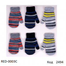 YO дв.Рукавиці для хлопчика в'язані подвійні RED-0003   Акрил/Махра.в СМУЖКУрозмір 18   6 шт