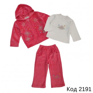 Ch Костюм велюр для дівчинки 3-х предметний 68088 1-3 роки   3шт.