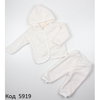 МС Костюм вельсофт (Кофта з капюшоном+ штани) МОЛОЧНИЙ 56-68р 3шт