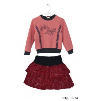 Ukr Костюм для дівчинки (реглпн+ спілниця) 86,92,92 3шт