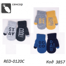 YO од.Рукавиці для хлопчика в'язані RED-0120C Акрил. СЕНСОР  12,14,16 разм.  6 шт
