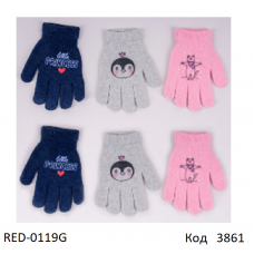 YO од.Перчатки для дівчинки в'язані  RED-0119G 5% шерстьABS  14 розмір 6шт