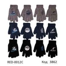 YO од.Перчатки для хлопчика в'язані  RED-0012C Акрил малюнок ABS   розмір 12.  6 шт