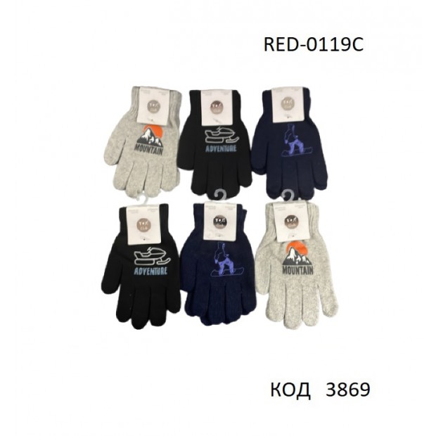 YO од.Перчатки для хлопчика в'язані  RED-0119C 5% шерстьABS  14,18 розмір 6шт