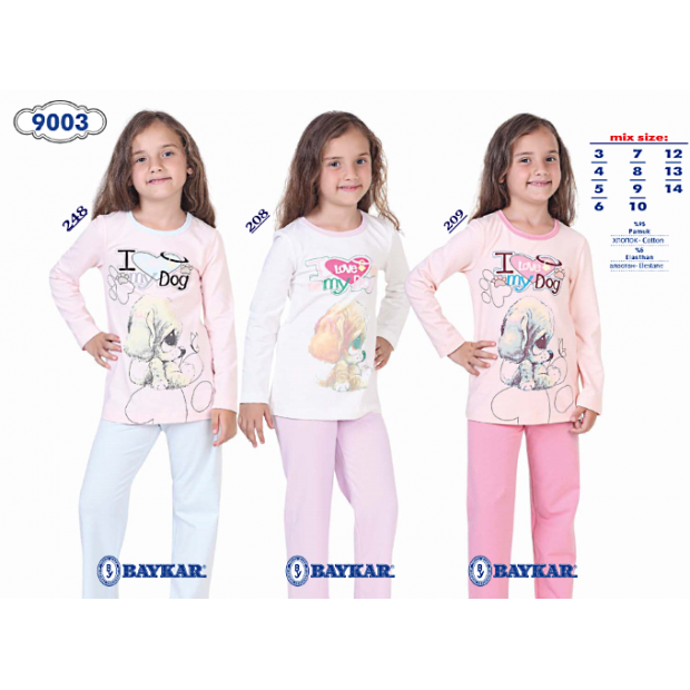 BR Піжама для дівчинки 07-10 стрейч/бавовна  9003    7-10  4 шт.