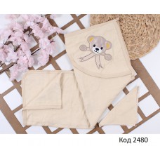 Tr Рушник куточок + серветка махра BEBAYLİN 20052  ВЕДМЕДИК  75*90  1 шт.