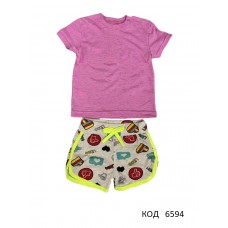 Tr Коcтюм для дівчинки(Футболка+шорти)  1-3 роки Розовий 3шт.