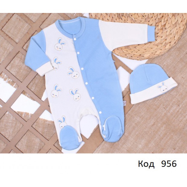 Tr Комбінезон інтерлок рубчик УНІ   GAYE 2255 1-6 міс,  2шт