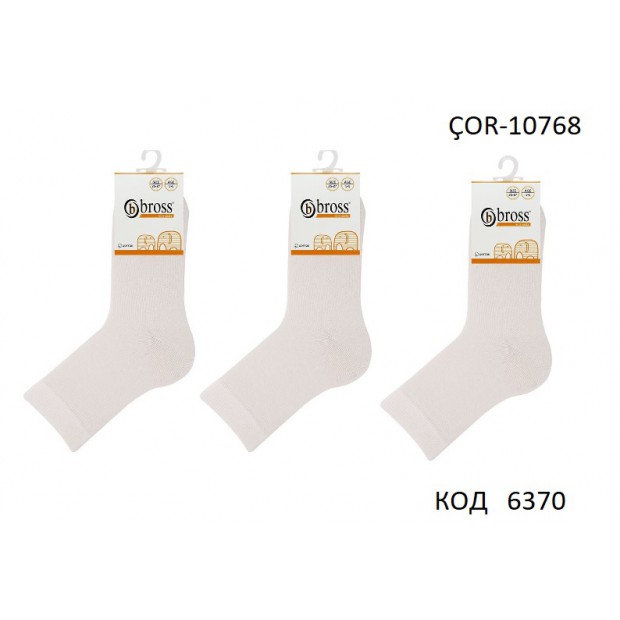 Bross Шкарпетки бавовняні  УНІ ОДНОТОН ÇOR-10768  БІЛИЙ  12(3)шт.