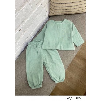 ББ Костюм (Сорочечка + штани) МУСЛІН ОДНОТОН  68,74,80,86   4шт