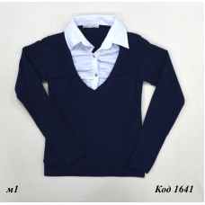 Tr Кофта-обманка стрейч BNN 6634 білий комірець  140-176   4 шт.