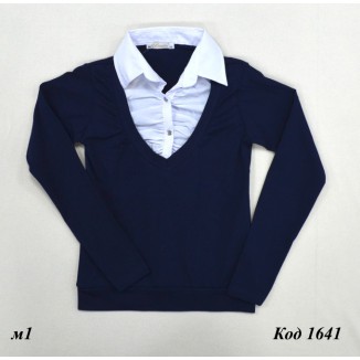 Tr Кофта-обманка стрейч BNN 6634 білий комірець  140-176   4 шт.