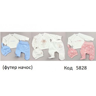 MarioKids Набір для новонароджених ФУТЕР (сорочка+повзунки+шапка) 03-07  56,    3шт.