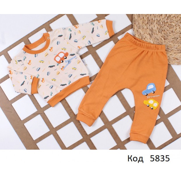 Tr Костюм для хлопчика інтерлок/рубчик  BABYHİ 719  6,12,18 міс. 3 шт