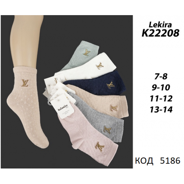 ArtiKatamino Шкарпетки бавовняні для дівчинки НАШИВКА К22208  МІКС кольорів 12(3) шт.