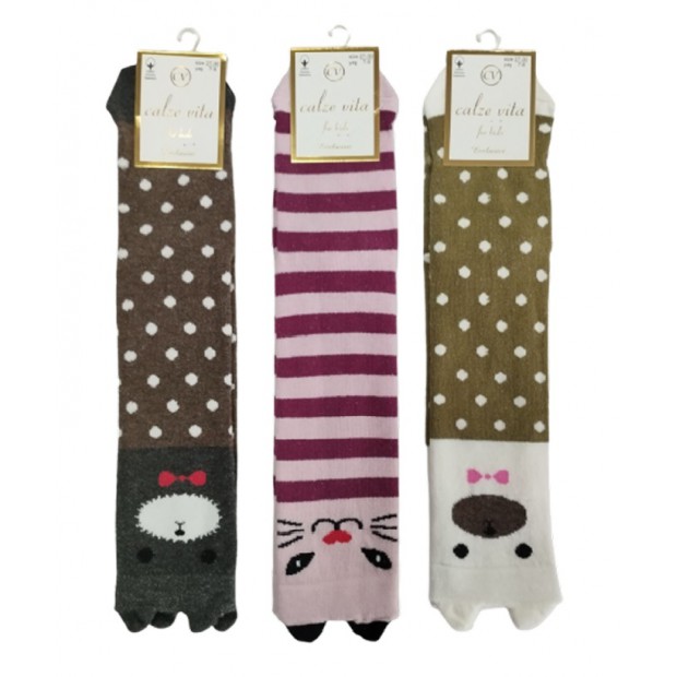 CalzeVita Підколенки бавовняні для дівчинки. 3D МІКС  12(3) шт.