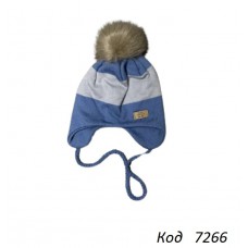 ALexШапка в'язана ІЗОСОФТ на трикотажі для хлопчика (на завязках)  44-48  5(1)шт