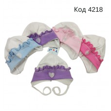 -- YO Шапка трикотажна для дівчинки (на зав'язках)  CDA-162  36-38  10(5)шт