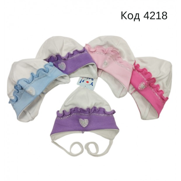 -- YO Шапка трикотажна для дівчинки (на зав'язках)  CDA-162  36-38  10(5)шт