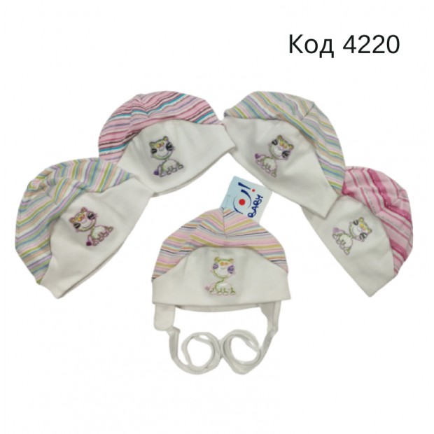 -- YO Шапка трикотажна для дівчинки (на зав'язках) CDA-1684  36  10(5)шт