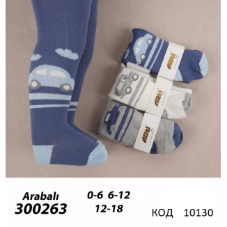 ArtiKatamino Колготки бавовняні для хлопчика ясельні МАЛЮНОК 300263 МІКС   6(3)шт.