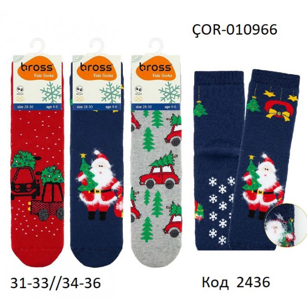Bross Шкарпетки махрові дитячі НОВИЙ РІК ÇOR-010966  ABS  МІКС 12(3) шт.