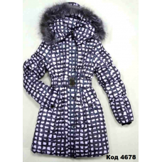 Ch Пальто зимове для дівчинки синтапон на флісі Moonbox 140-158 клітка розовий 1шт