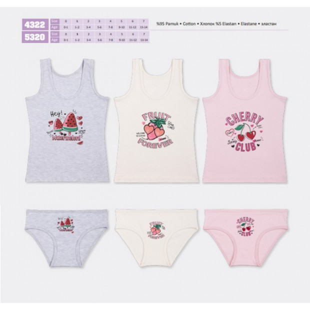 BR Набір6 білизни для дівчинки(майка+ТРУСИ) 4322/5320   6(3)шт.